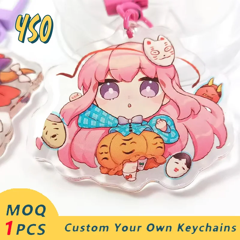 

YSO CNC Diamond Cut Hot Sell Cute Anime Customized Cartoon Acrylic Keychain Epoxy Charms