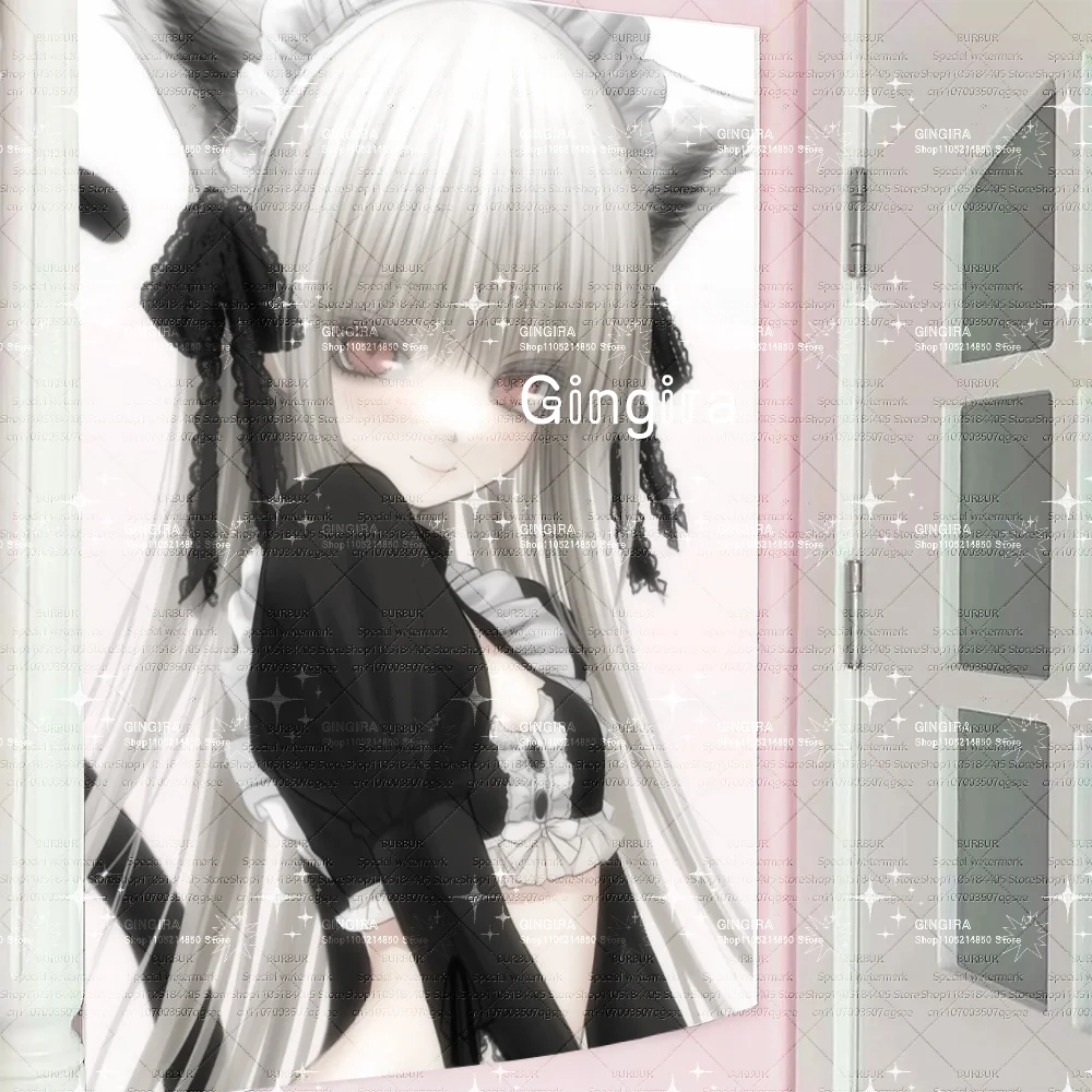 Black and white color maid girl Hanging Cloth for Dormitory Bedroom Interior Wall Hanging for Doujin Characters
