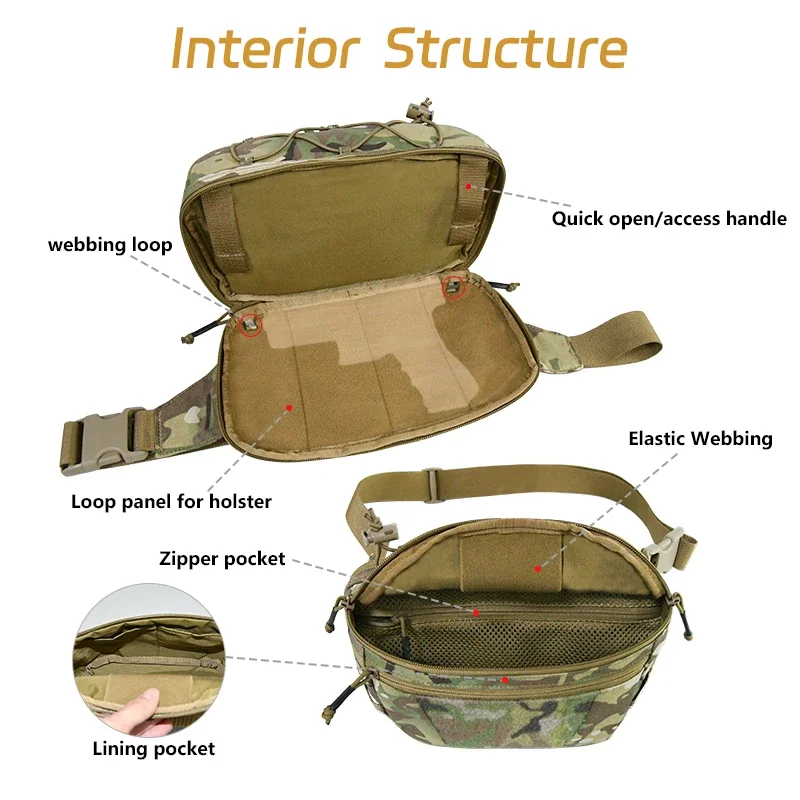 전술 CCW 패니 백 숨겨진 운반 패니 팩(조절 가능한 허리 벨트 포함) 전술 허리 가방 권총 파우치