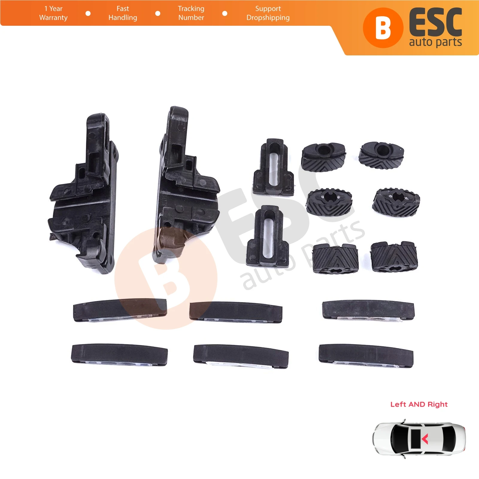 BSR665 MySky Panoramic Roof Sunroof Slideway Ceiling Bracket 16 Pieces Set for Jeep Renegade BU B1 BV 2014-On 77368445 46 