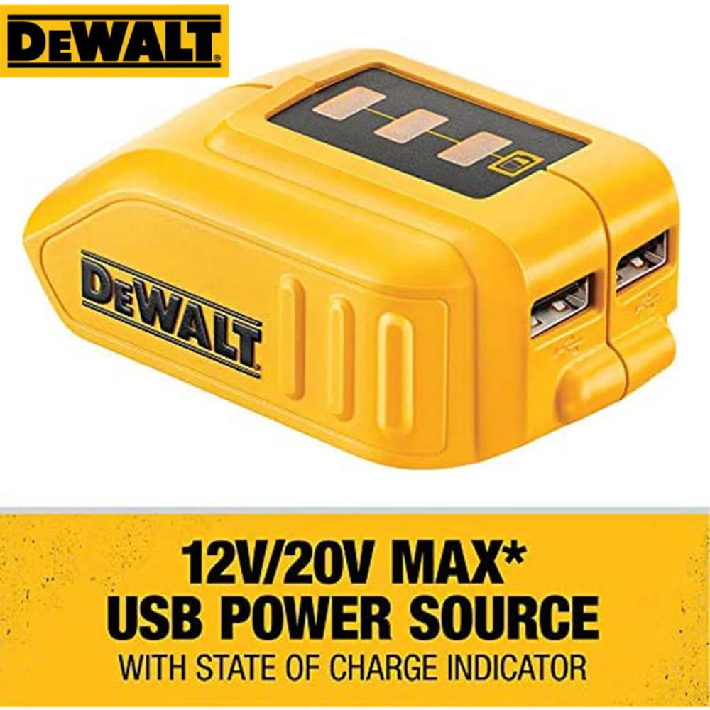 DEWALT DCB090 USB Power Source Adapter Batteries Charging Converter Charges USB Compatible Devices 12V/20V MAX USB Power Source