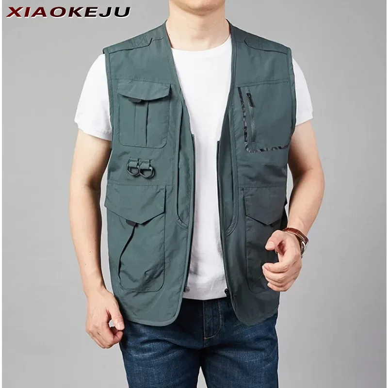 

Vests Men's Clothing Waterproof Sleeveless Fishing Jacket Motorcyclist Vest Sleeve Professional Windbreaker MAN