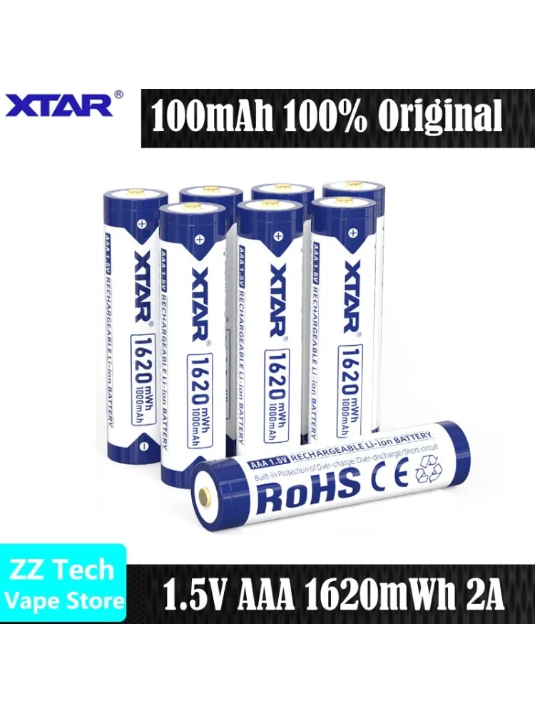 AliExpress VapCe 4/8pcs Original XTAR 1.5V AAA 1620mWh 1000mAh 2A Discharge Rechgable Lithium Battery 1200 Times Cycle Life Protected Cell