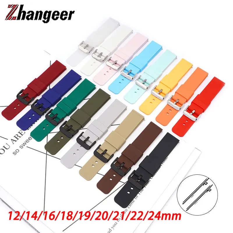 Silicone Watchband Strap Quick Release Band 12mm 14mm 16mm 18mm 19mm 20mm 21mm 22mm 24mm Universal Wristband Belt Accessories