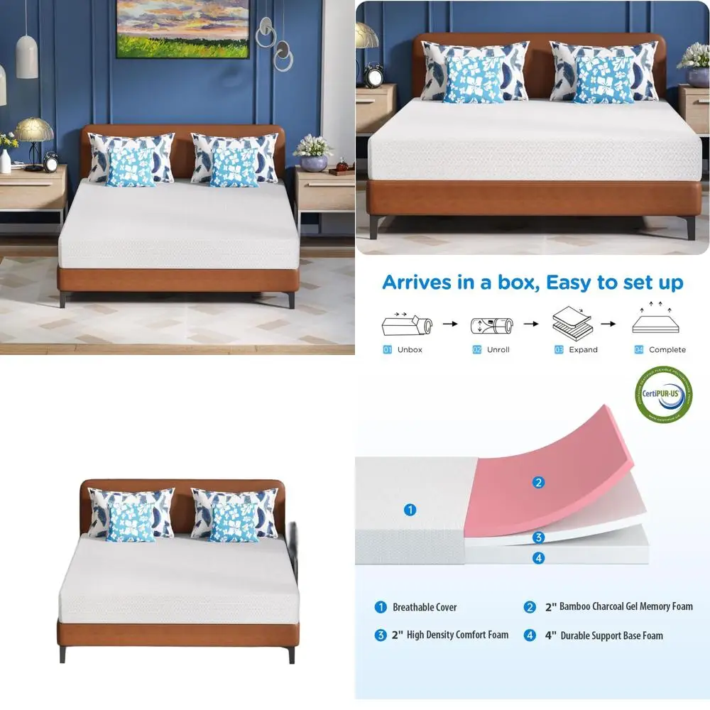 Queen Size Green Tea Memory Foam Mattress - Medium Firm, Pressure Relief, CertiPUR-US Certified, Easy Setup