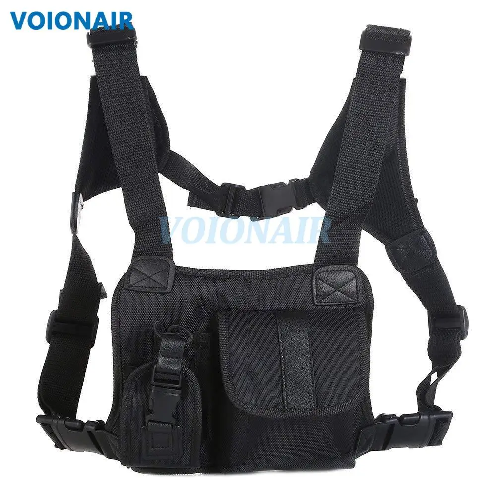 VOIONAIR Tactical Chest Front Walkie Talkie Pack Pouch Holster Harness Carry Bag for Police Officers Military Combat Hunting