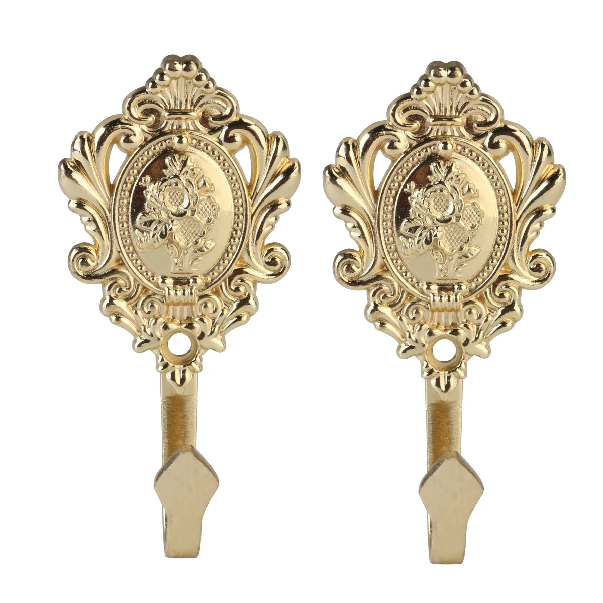 2 Pcs Hooks Vintage Holdbacks Golden 9 5x5cm Curtain Holdback Suitable Vintage Curtain Tieback for Rooms Easy Install