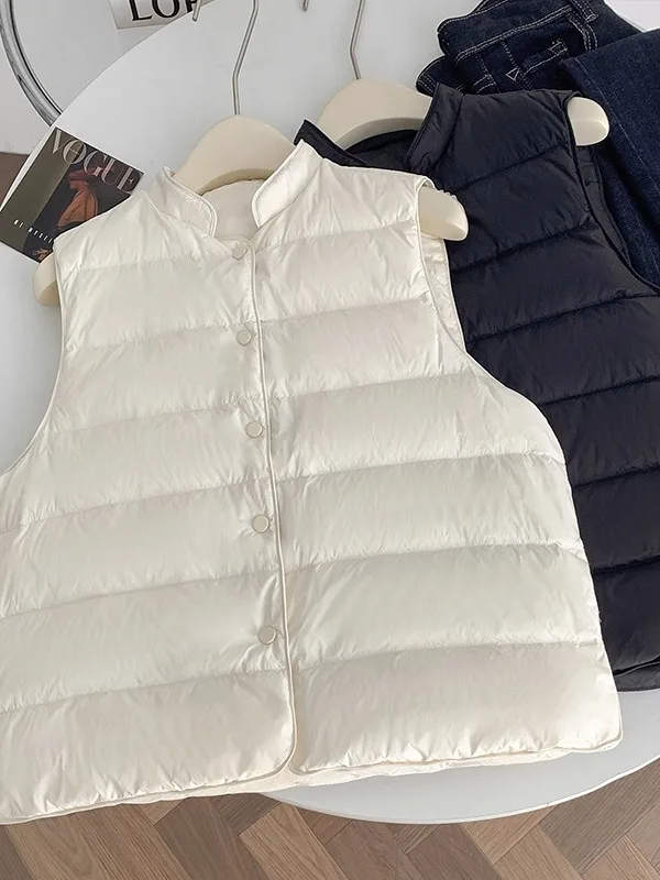 

Корейский модный хлопковый жилет с воротником-стойкой в полоску, женский зимний повседневный многослойный универсальный открытый кардиган, модный