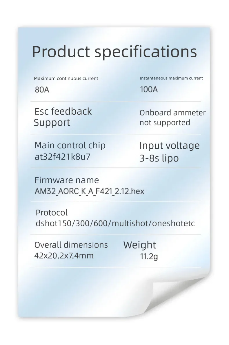 Aocoda-RC 80A 48K AM32 3 ~ 8S ESC unique adapté pour Drone FPV course quadrirotor Support DShot 150/300/600 Multishot/Oneshot