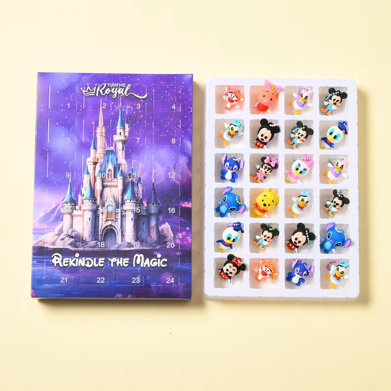 디즈니 미키와 미니 24 홀 플레이 미스터리 블라인드 박스 스트레스 완화 키 체인 소녀 크리 에이 티브 액션 피규어 장난감 깜짝 선물