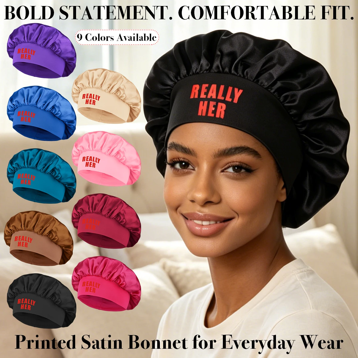 Soft Printed Silk Satin Sleep Cap Unisex Comfortable Nighttime Hair Cover Fashionable Sleep Accessory for Ladies