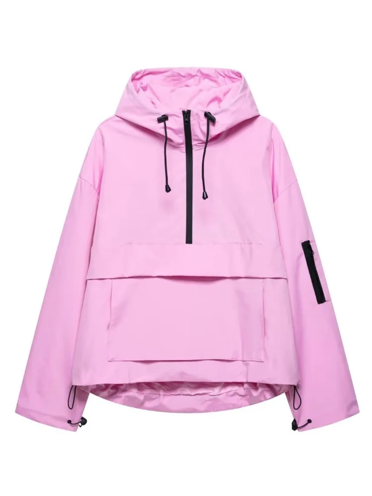 

Модная повседневная свободная куртка с капюшоном, женская однотонная ветрозащитная куртка с длинными рукавами, дышащий кардиган на молнии, пальто, женская уличная одежда