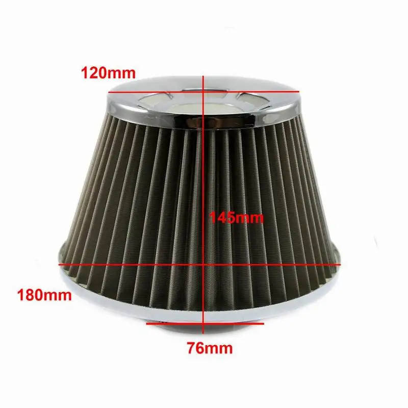 76mm 3inch Stainless Steel Cold Air Filter Car Cone Air Intake Filters Universal Sports High Power Flow Air Filter Auto Parts