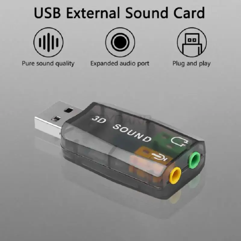 Tarjeta de sonido USB a micrófono de 3,5mm, conector de auriculares estéreo, Adaptador de Audio 3d para ordenador portátil, PS5, Plug and Play