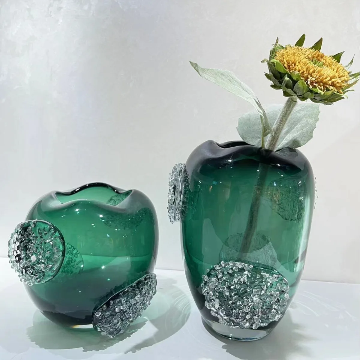 

Glass vase ornaments, living room flower arrangement, glass light luxury home decoration, high-end TV cabinet, entrance table, d
