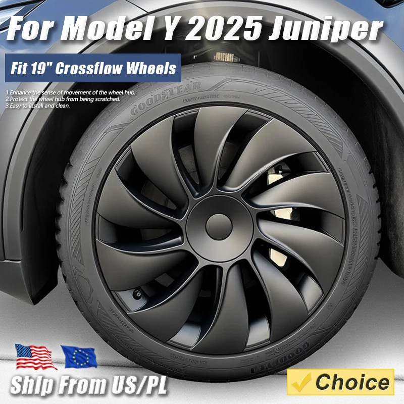 

4PCS HubCap Car for Tesla Model Y Juniper 2025 19 Inch Wheel Cap Replacement Crossflow Full Rim Cover Accessories Wheel Cover