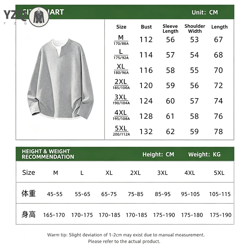 Oversized Fake Two Piece Long Sleeve Top For Males Notch Neck Waffle Knit Texture Trendy Street Casual Apparel image 6