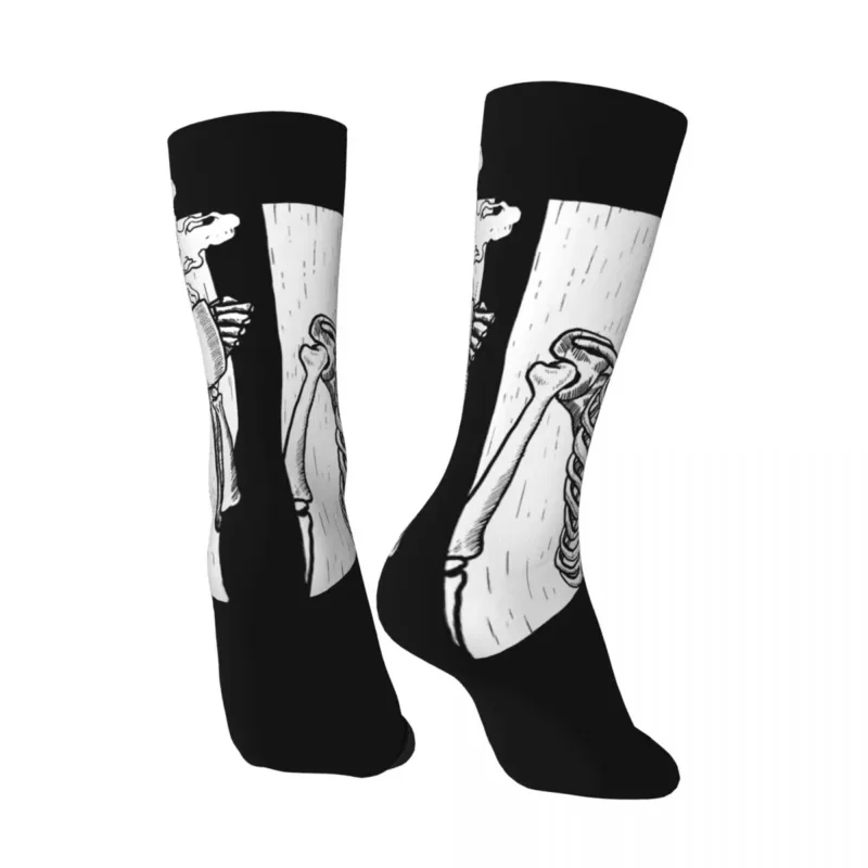 Y2K Happy Men'S Socks Halloween Coffee Drinking Skeleton Retro Harajuku Day Of Dead The Need To Feed Pattern Crew Crazy Sock