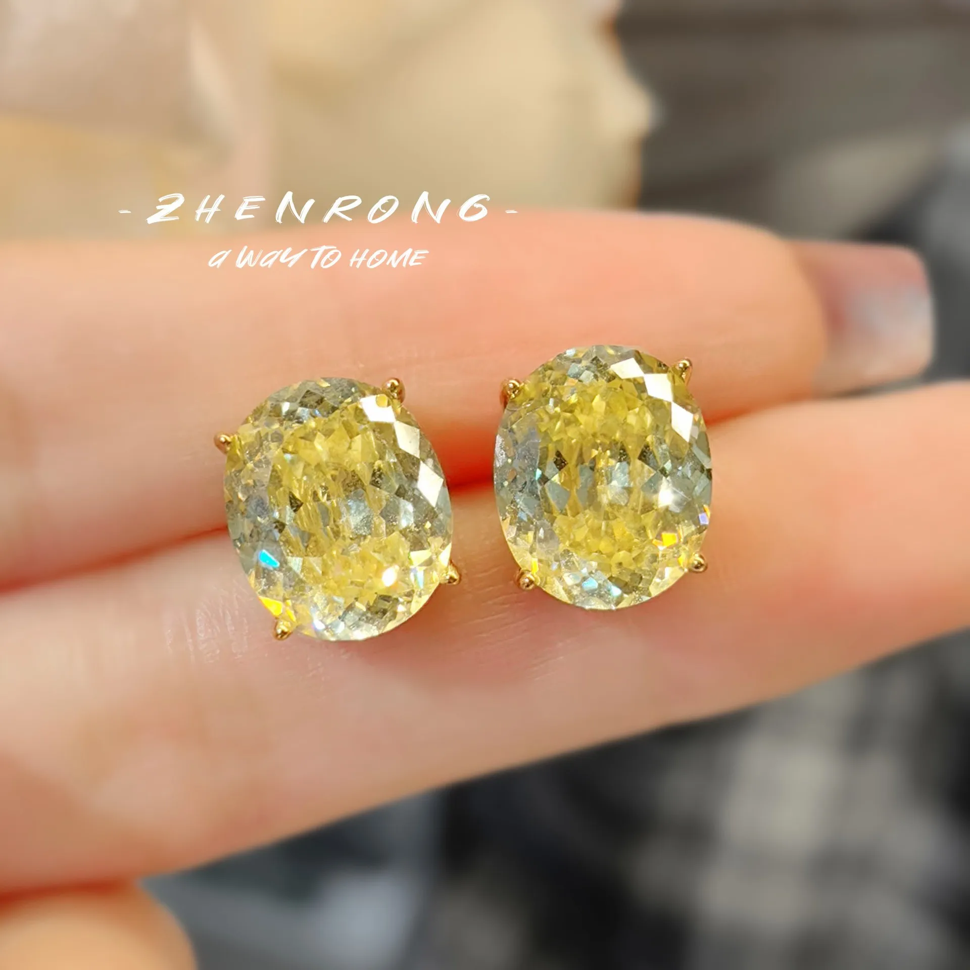 Brillian New Fashion Ice Flower Cut Earrings for Women's Oval High Carbon Zircon Caibao Wedding Jewelry Gifts E1482