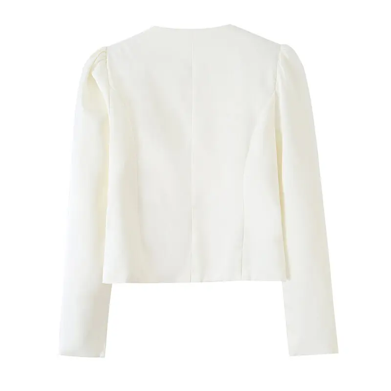 Autumn 2026 Women's Design Sensation Pure Color Bubble Sleeve Versatile Suit Jacket Commute Style Loose Fit Other Material