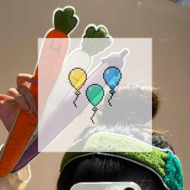 Simulated Vegetable Hair Bang Pad No Trace Cute Cartoon Flyaway Hair Holder Compact Soft Fringe Hair Sticker