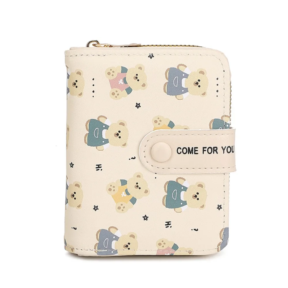新しい PU レザーショートウォレットショートベアコイン財布ジッパーカードホルダー女性女の子
