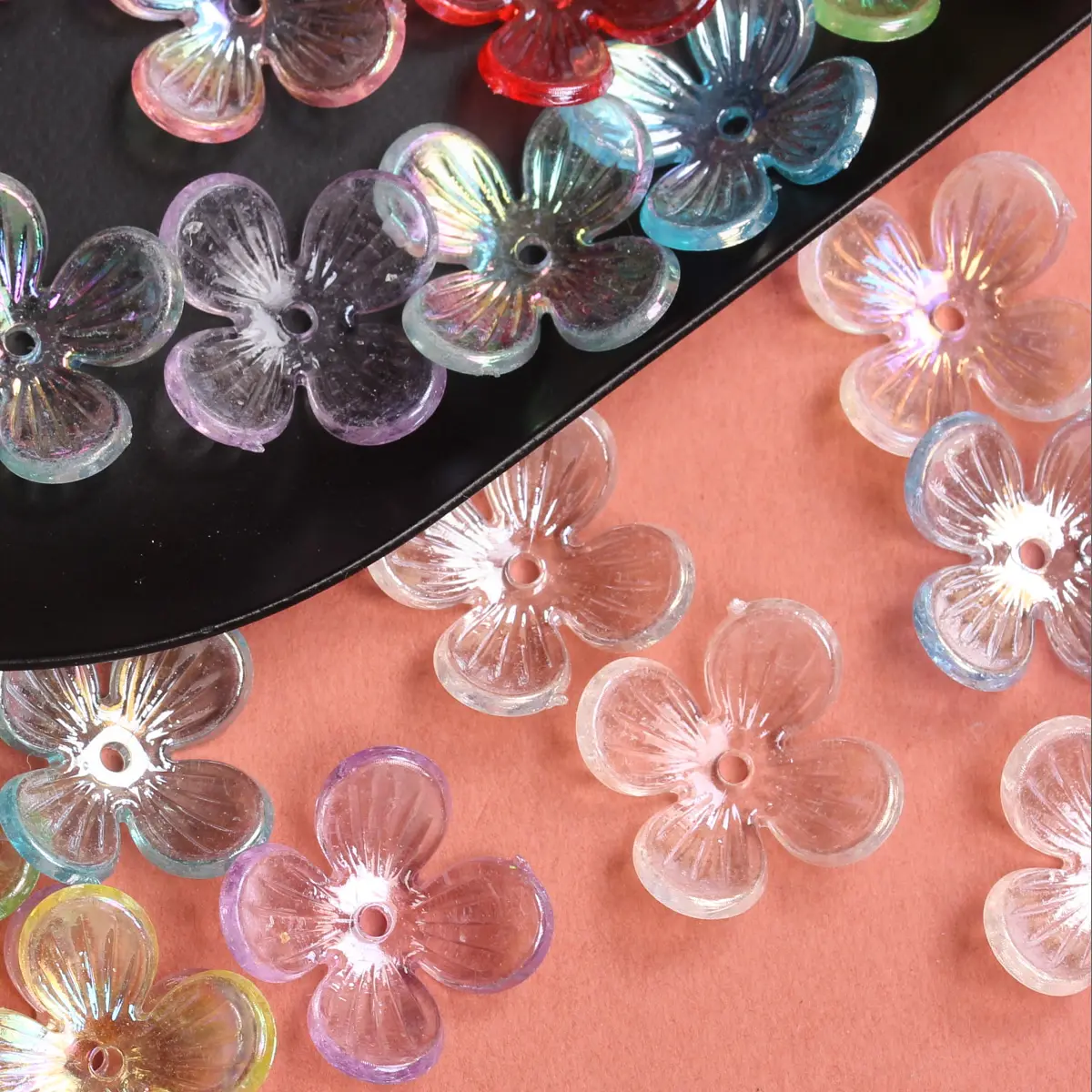 100pcs 15.8mm Small Flower Beads Handmade Materials Acrylic DIY Hairpin Earrings Beads Caps Accessories