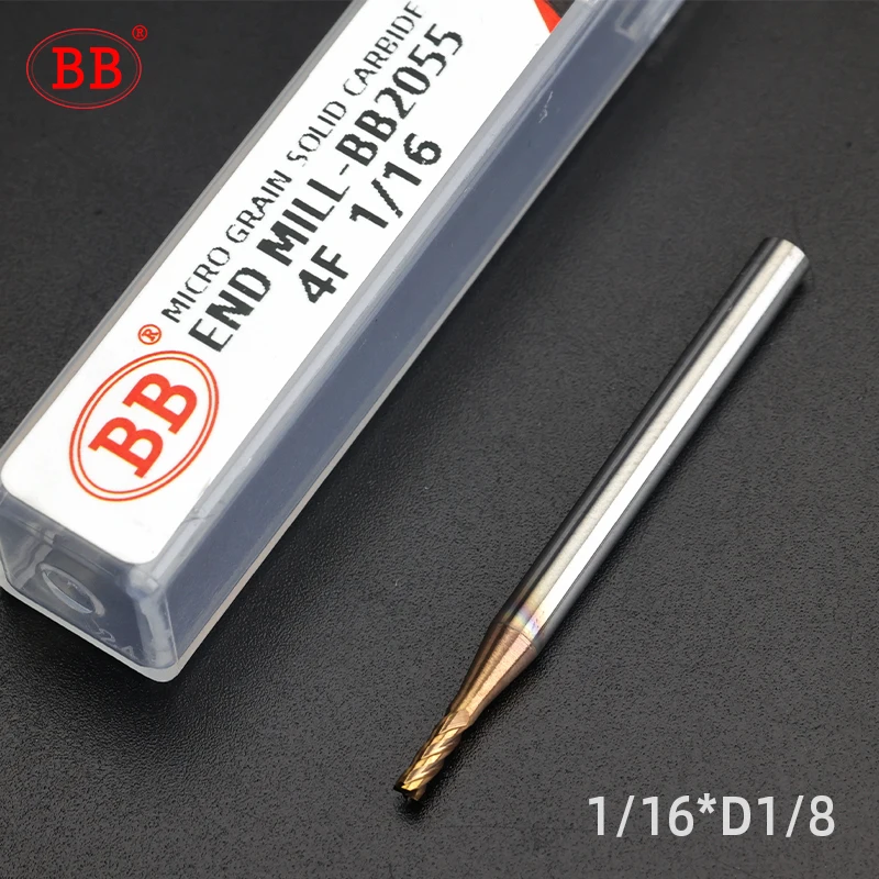 BB 1/8 3/16 1/4 5/16 3/8 1/2 5/8 Imperial pulgadas fresa de carburo CNC herramienta de corte de fresado 2 3 4 flauta 3.175 12,7 Metal acero