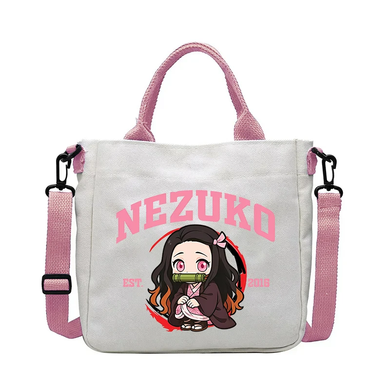 Dämon Slayer Umhängetasche Mitsuri Kanroji Giyu Tomioka Handtasche Frauen Männer Schulter Taschen Outdoor Tragbare Platz Leinwand Tasche Geschenk