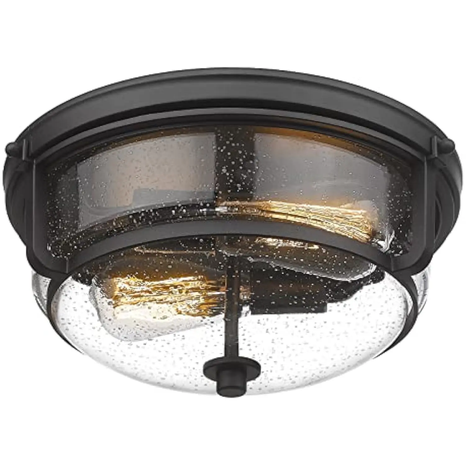 

12 英寸 Ceiling Light with Seeded Glass Shade - Indoor Outdoor Modern Flush Mount Ceiling Light Fixture, Black Finish, We249F