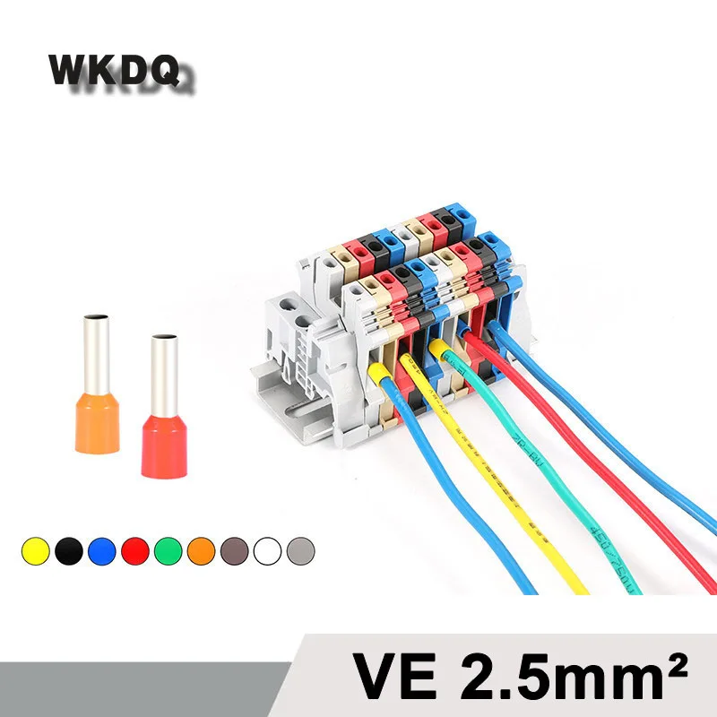 1000Pcs E2508 E2510 E2512 Tubular Insulated Ferrules 2.5mm² 14AWG Copper Cord End 2.5mm Electric Crimping Wire Terminals VE2510