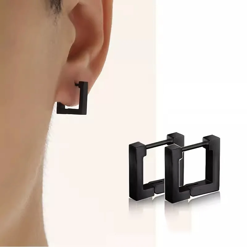 Square Geometric Earrings For Women Gold Black Color Stainless Steel Earrings 2023 New Trendy Jewelry Gifts