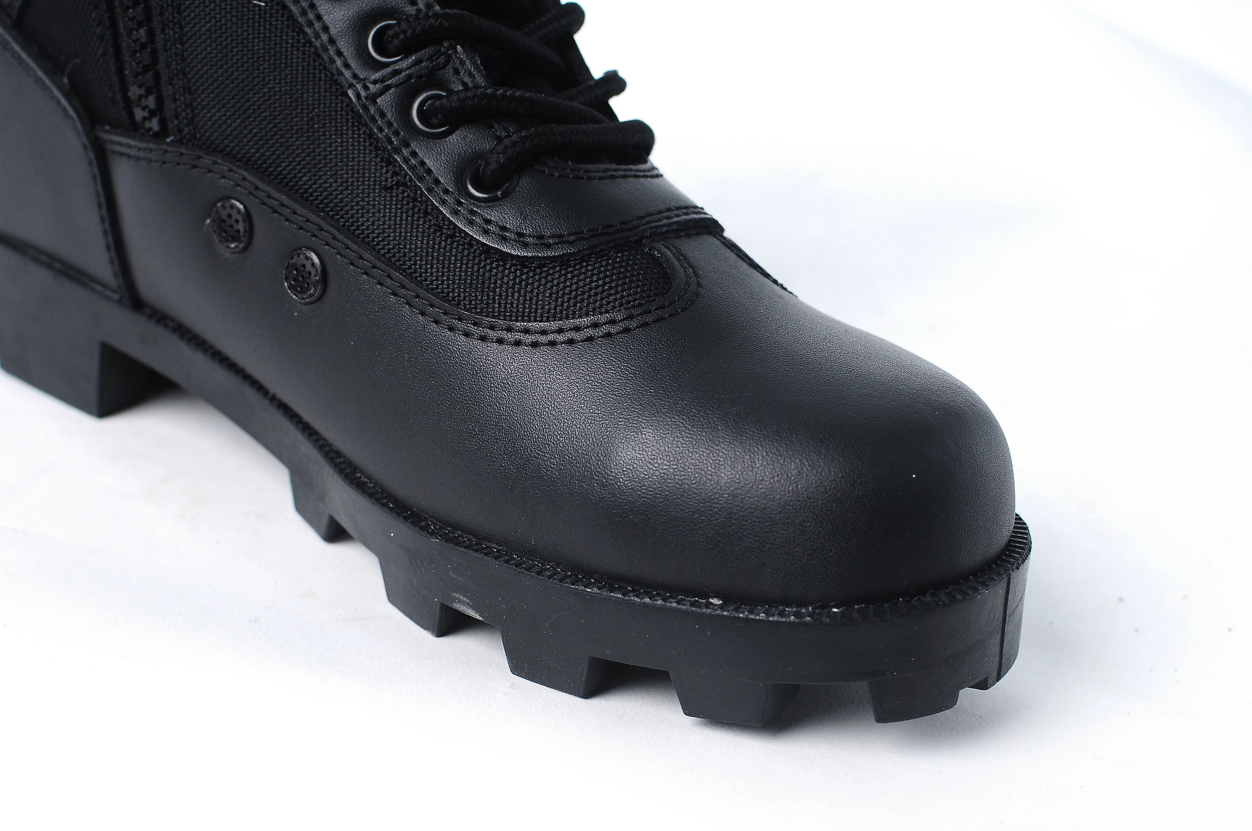 CQB.SWAT Black Leather Breathable Tactical Mens Boots Wearable Combat Black Zipper Jungle Boots