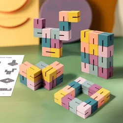 Wooden Twisty Blocks Montessori Puzzle Toy Exercises Babies' Color Sensory Finger Dexterity Thinking Creative Abilities Toys