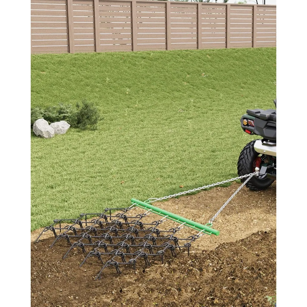 頑丈な5フィート×4.5フィートのドラッグハロー、3/8インチのタイン付き、ATV、UTV、芝刈り機に最適 - 土地の整地、整地作業、パス作業に最適