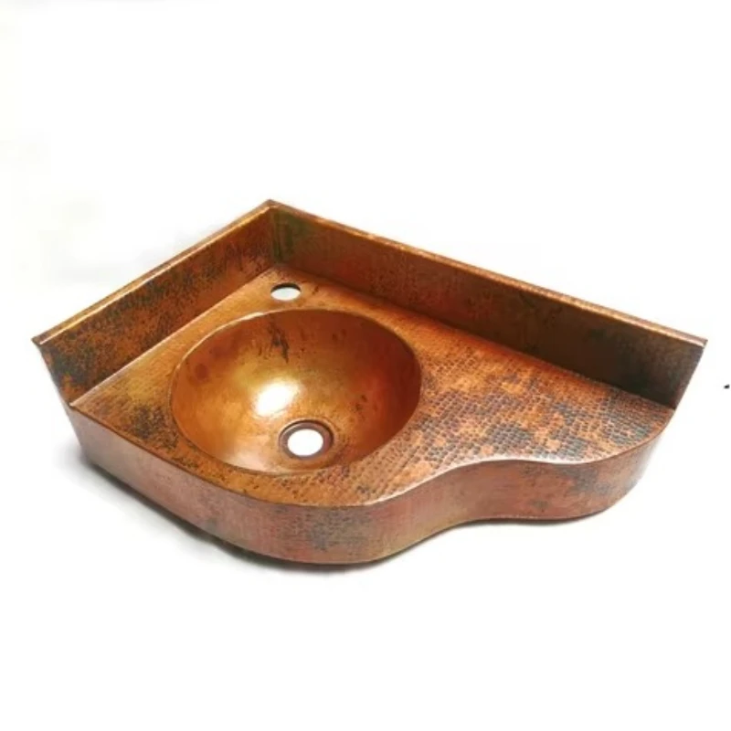 

Handmade unique design washbasin size and shape copper sink household bathroom sink traditional design