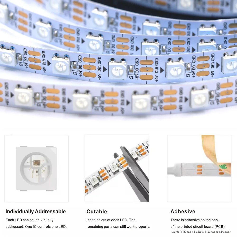 Kit Pengontrol Musik Bluetooth LED Strip RGB WS2812B DC, Kontrol Aplikasi Life, Addressable Dearmcolor, Mode Dinamis Ruang Esports