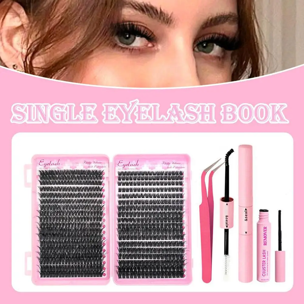 NEW 80D/100D Eyelash Extension Kit Fluffy Eyelash Extension Seal And Lash Thick With Kit Clusters Tweezers Wispy Lash Lash C4F9