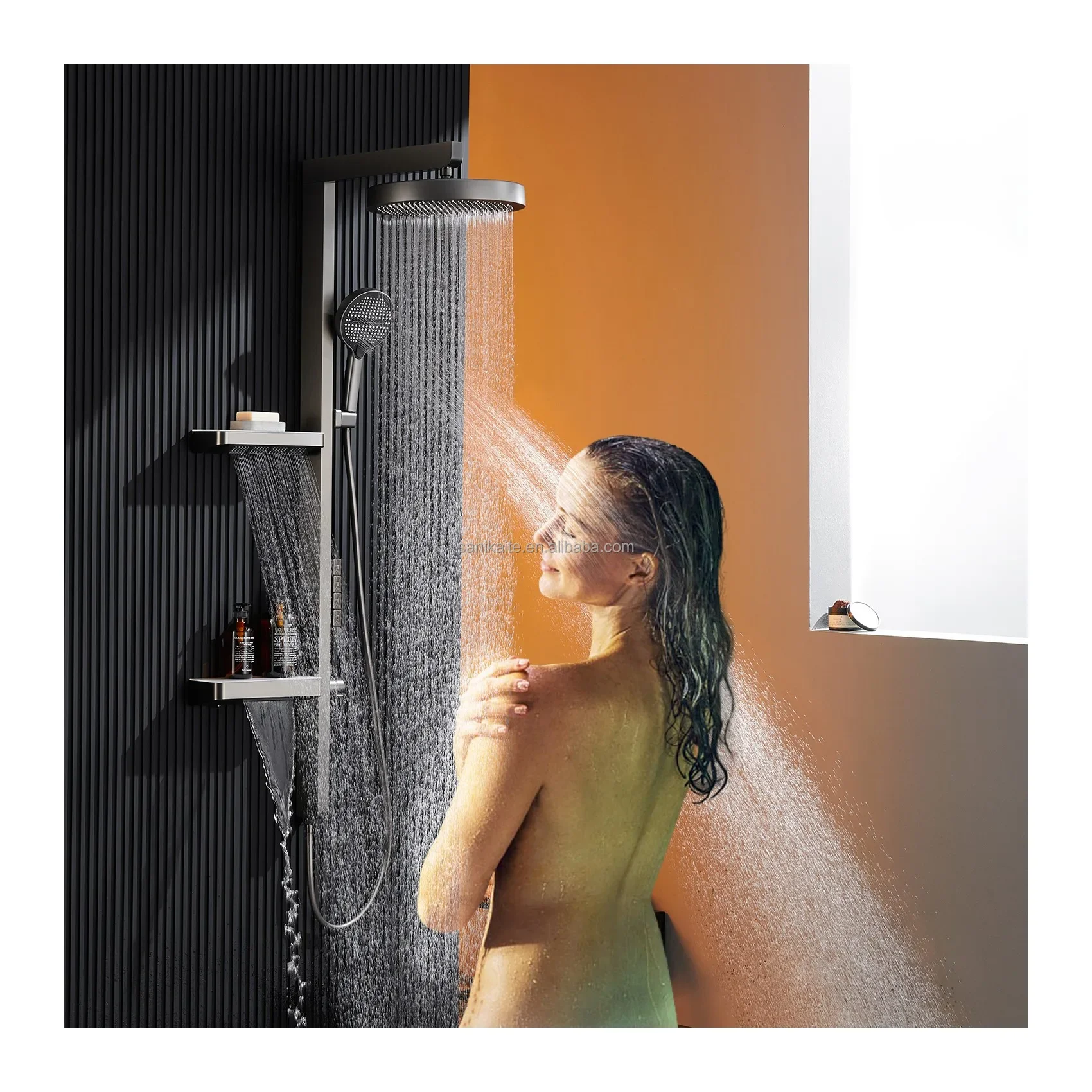 Luxury New Design Smart LED Digital Multifunction Waterfall Rainfall Piano Key Hot Cold Sprinkler Massage Shower Head Set System