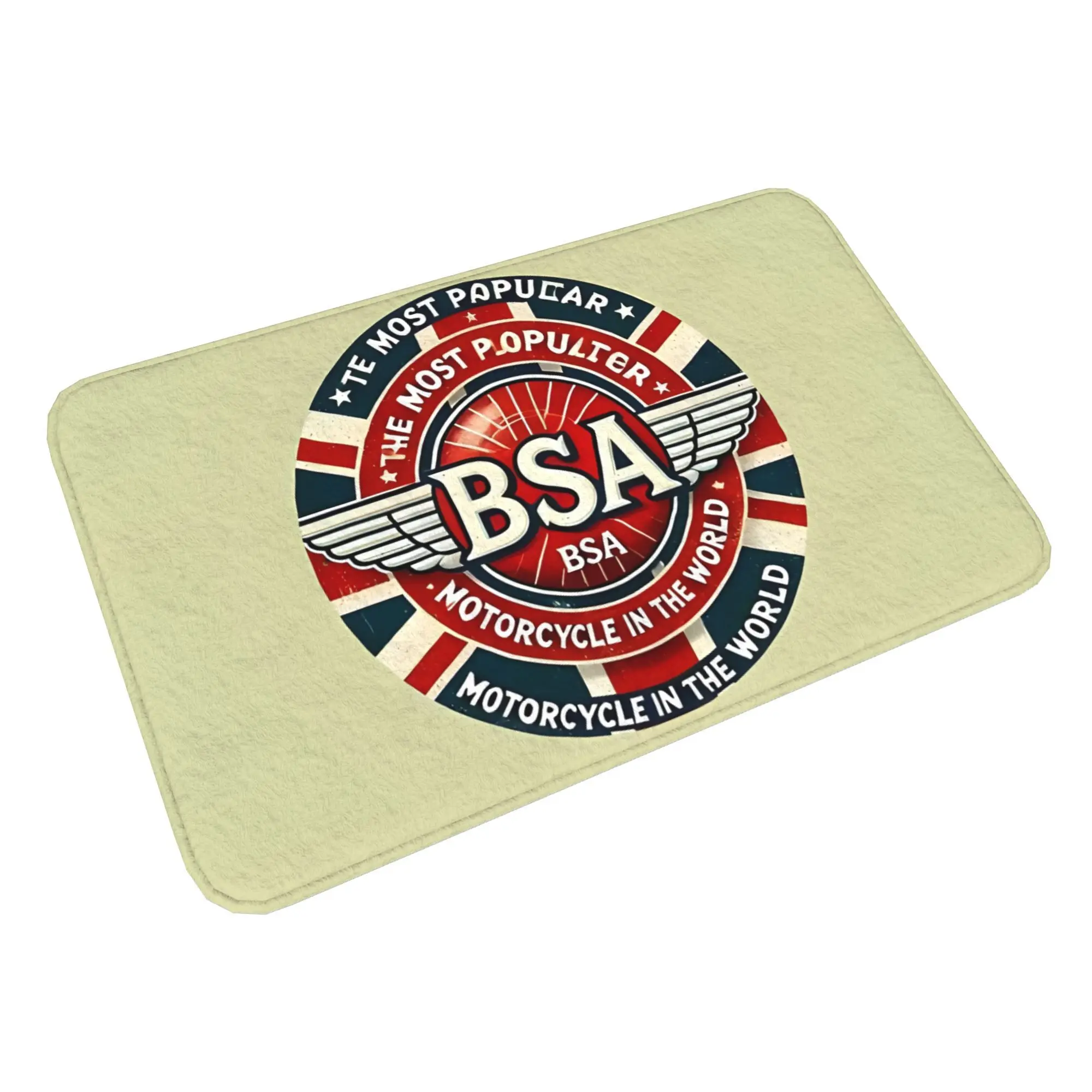 1pcs BSA Motorcycle Logo Doormat Vintage Union Jack Design Non Slip Washable Floor Mat Home living room decoration