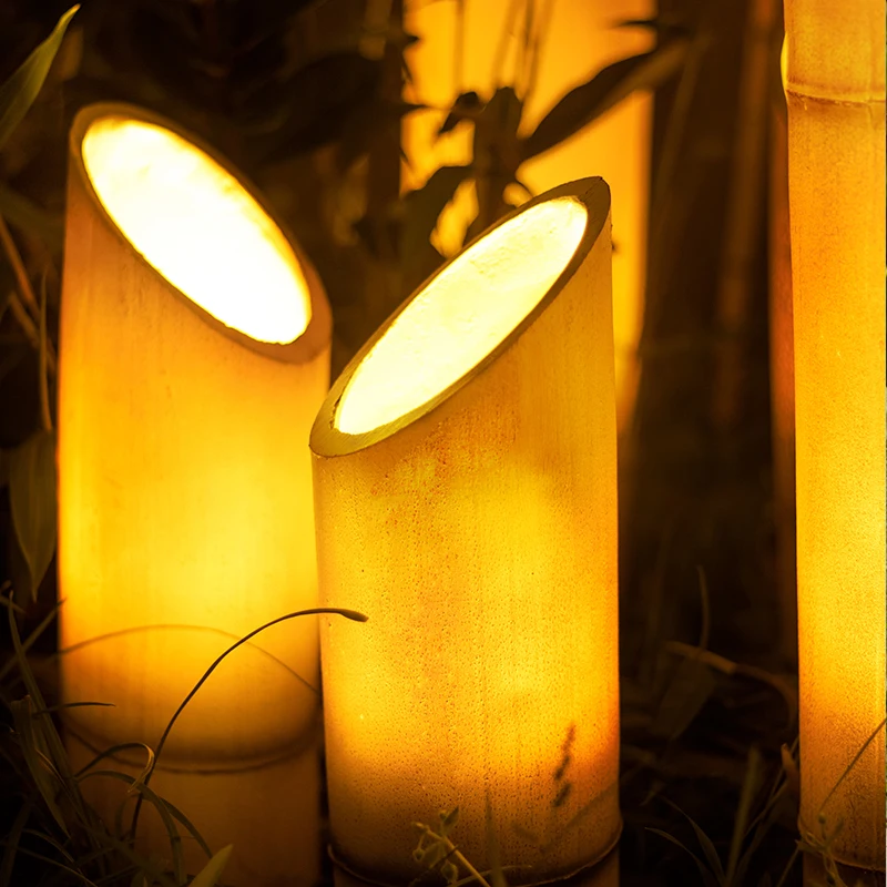 

Солнечный свет, уличный светящийся бамбуковый светильник, светильник для газона, декоративный макет сада