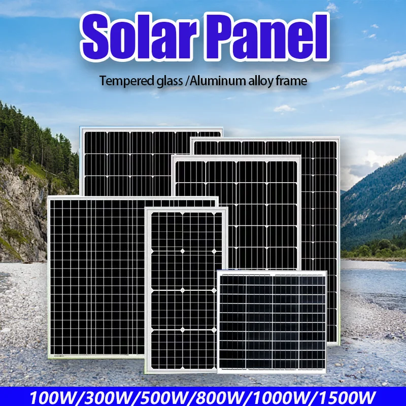 

100W-1500W Solar Panel 18V High-Power Rigid Panel Used For Photovoltaic Power Generation In Outdoor RV Ship Home Power System