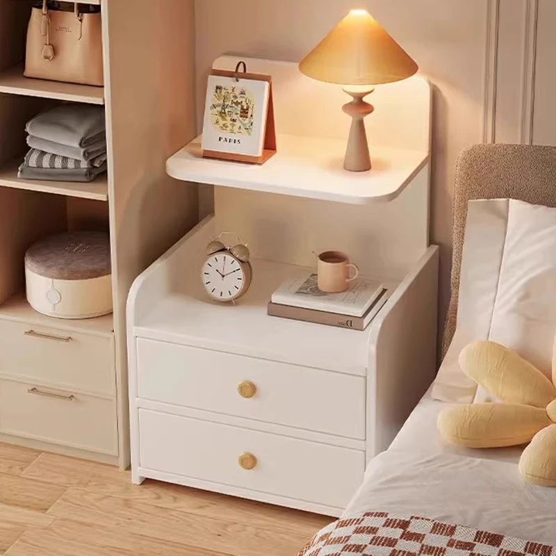 

Wood Organizer Nightstand Bedroom Mobile Cabinets Luxury Bedside Table Storage Drawers White Mesitas De Noche Salon Furniture