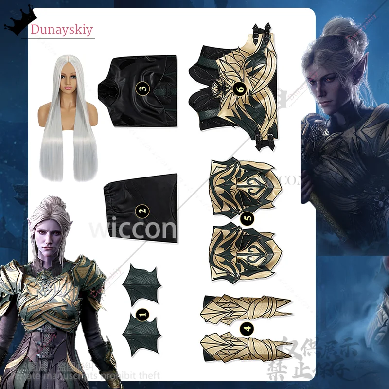 Minthara Cosplay Spiel Baldur3Gate Anime Hübsches Kostüm Pu Sexy Overall Elf Uniform Perücken Earwear Für Halloween Cos Angepasst