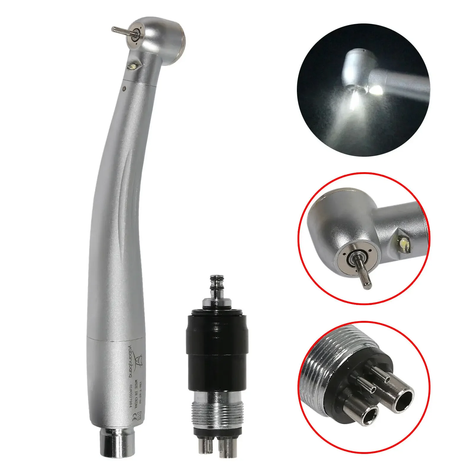 NSK type Dental Fiber Optic LED Turbine E-generator High Speed Handpiece Push Button With 4-Hole Quick Coupler