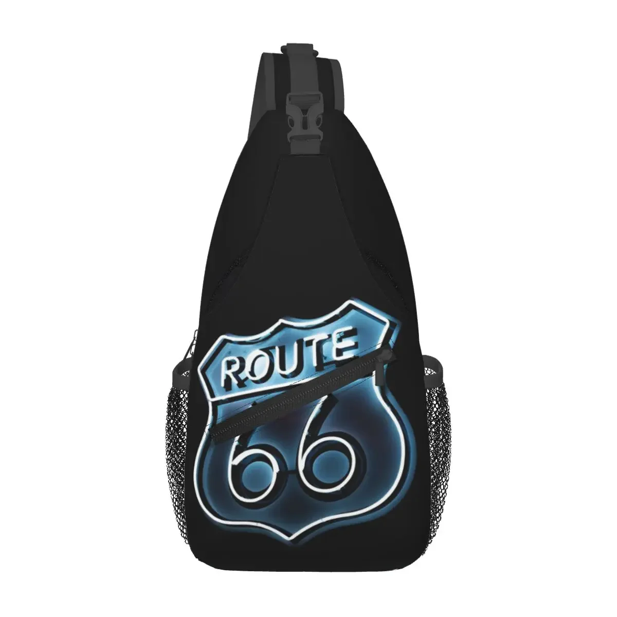 

US Route 66 Sign Print Chest Bag Men Sling Crossbody Backpack Chest Bag Traveling Hiking Daypack Shoulder Bag