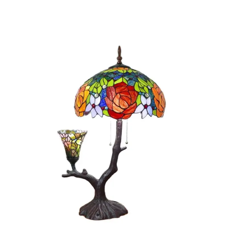 

Tiffany Rose Table Lamp Vintage Living Room Bar Restaurant Fancy Luxury Standing Night Light D31101