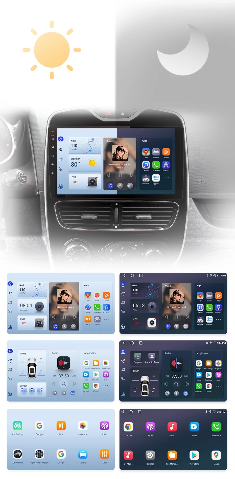 Junsun carplay android auto autoradio für renault clio 4 zoe 2016-2017 gps intelligente systeme stereo multimedia autoradio – Detail 11