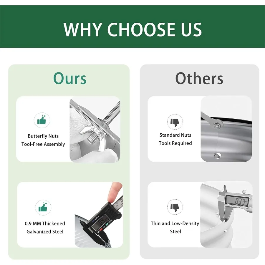 2 قطعة 2x2X1 قدم جولة المجلفن أثار طقم سرير الحديقة رمادي في الهواء الطلق زارع حديقة السرير صندوق معدني أثار للخضروات الفواكه Fl