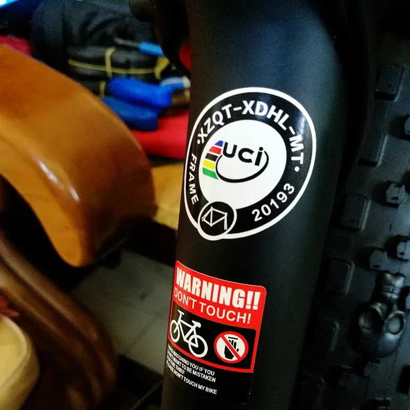 Small Label Sticker Bicycle Union Certification Label Bike Stickers Decals Customize Frame Name ID Warning Films Decoration